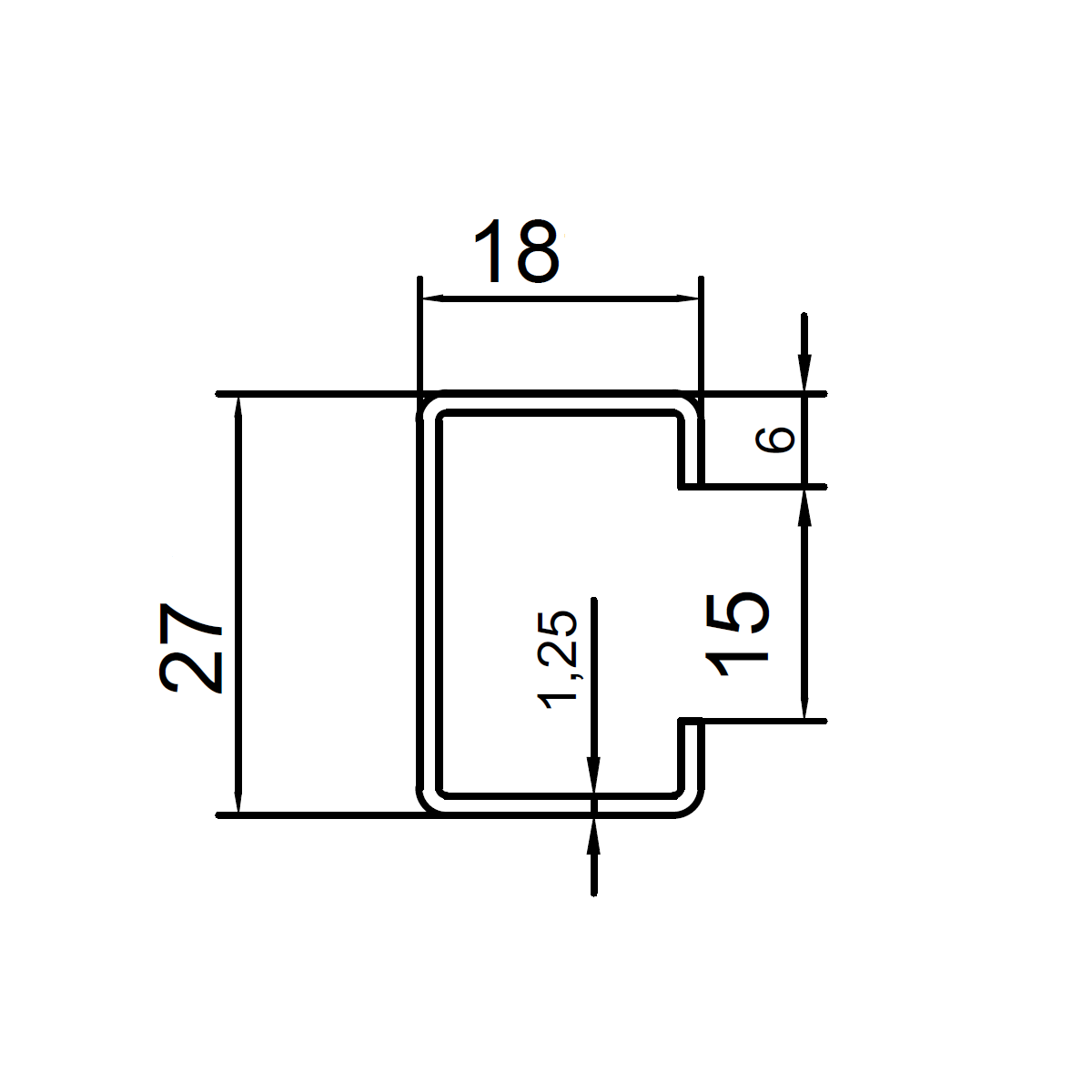 Profile 27/18 - 2,000 mm - perforated - ZN