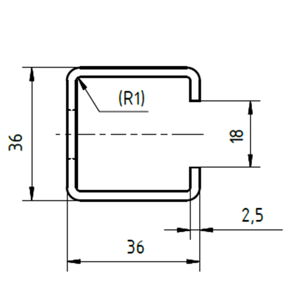 Profile 36/36 - 1,000 mm - perforated - A2