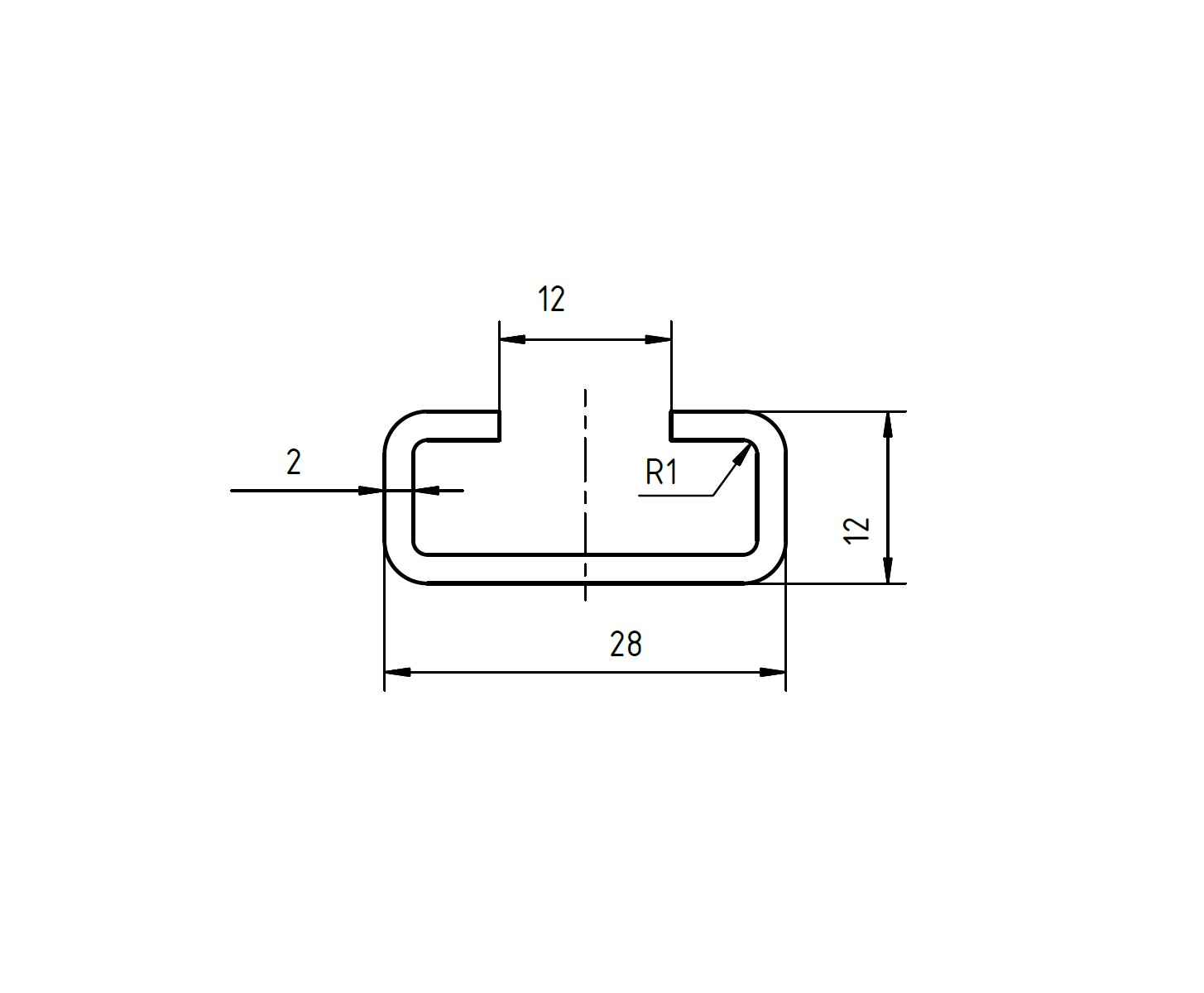 Profile 28/12 - 1,000 mm - perforated - WB