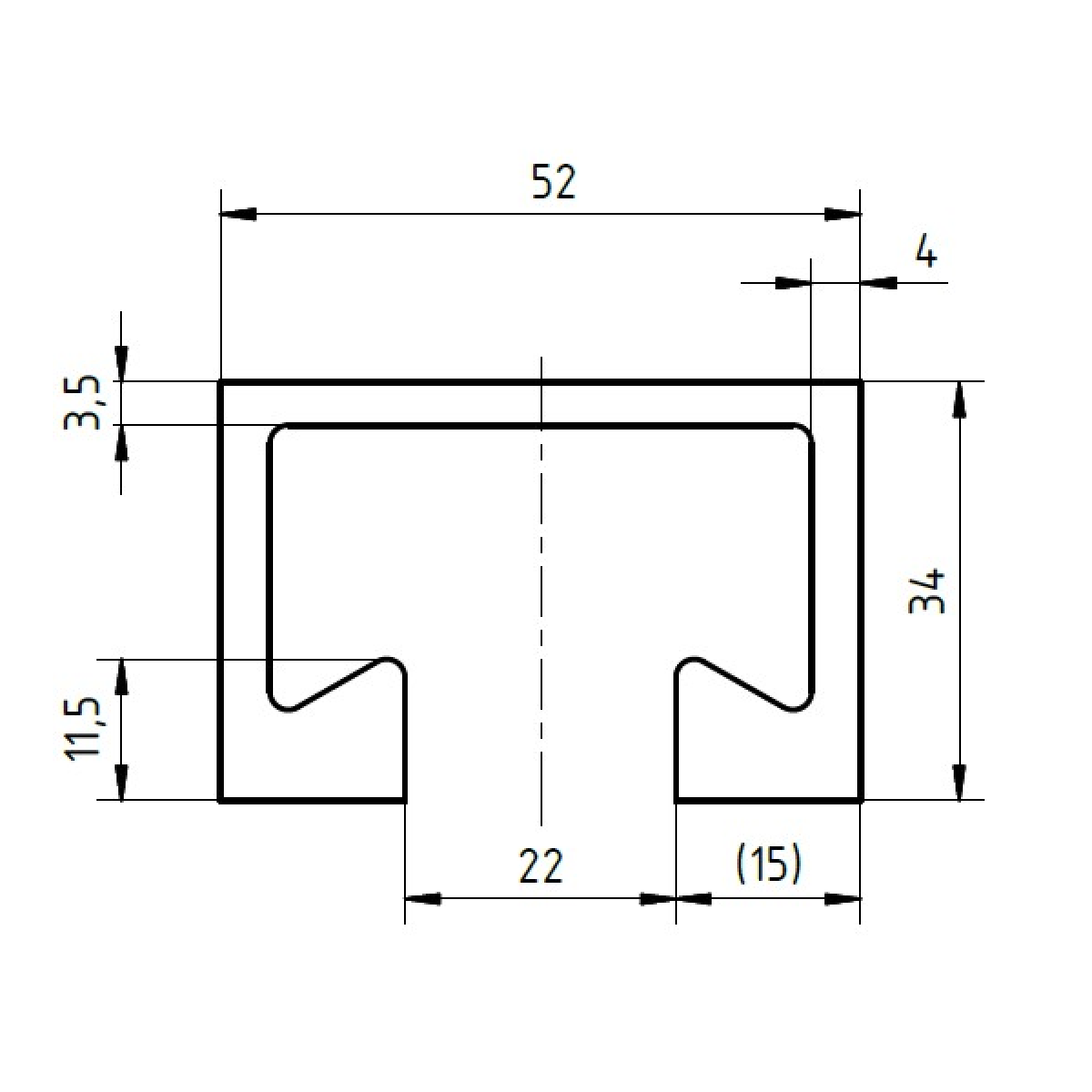 Profil 52/34 warmgewalzt - 1.000 mm - ungelocht - TZN